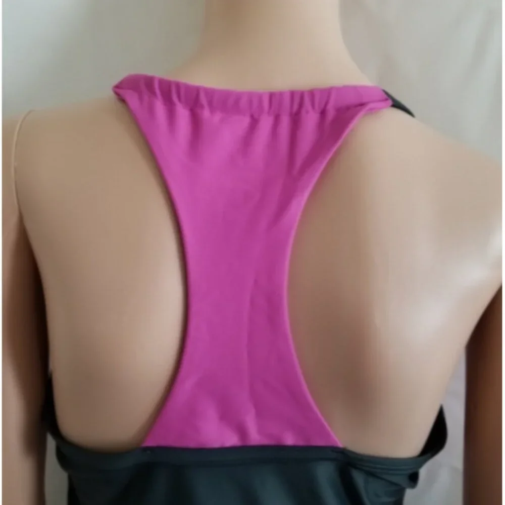 Danskin Now Pink & Black Racer Back Sportwear Tank Top Women's Large (12-14) - Picture 5 of 9